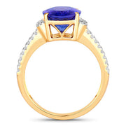 Bids.com 4.20 Carat Genuine Tanzanite and White Diamond 14K Yellow Gold Ring Rings White Smoke size 6.00,size 7.00,size 8.00
