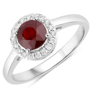 Bids.com 1.12 Carat Genuine Ruby and White Diamond 14K White Gold Ring Rings White Smoke size 6.00,size 7.00,size 8.00