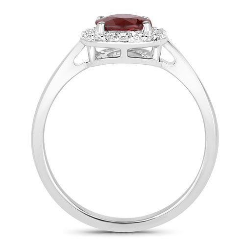 Bids.com 1.12 Carat Genuine Ruby and White Diamond 14K White Gold Ring Rings White Smoke size 6.00,size 7.00,size 8.00