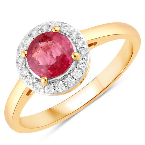Bids.com 1.12 Carat Genuine Ruby and White Diamond 14K Yellow Gold Ring Rings White Smoke size 6.00,size 7.00,size 8.00