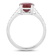 Bids.com 2.20 Carat Genuine Ruby and White Diamond 14K White Gold Ring Rings White Smoke size 6.00,size 7.00,size 8.00