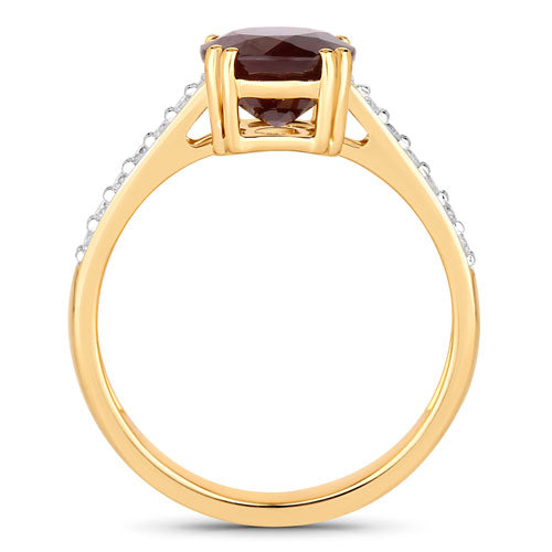 Bids.com 2.20 Carat Genuine Ruby and White Diamond 14K Yellow Gold Ring Rings White Smoke size 6.00,size 7.00,size 8.00