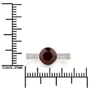 Bids.com 2.20 Carat Genuine Ruby and White Diamond 14K Yellow Gold Ring Rings White Smoke size 6.00,size 7.00,size 8.00