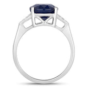 Bids.com 4.46 Carat Genuine Blue Sapphire and White Diamond 14K White Gold Ring Rings White Smoke size 6.00,size 7.00,size 8.00
