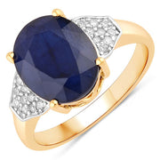 Bids.com 4.46 Carat Genuine Blue Sapphire and White Diamond 14K Yellow Gold Ring Rings White Smoke size 6.00,size 7.00,size 8.00