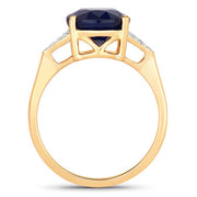 Bids.com 4.46 Carat Genuine Blue Sapphire and White Diamond 14K Yellow Gold Ring Rings White Smoke size 6.00,size 7.00,size 8.00