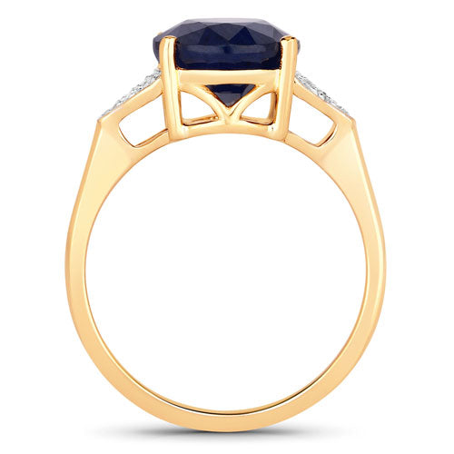 Bids.com 4.46 Carat Genuine Blue Sapphire and White Diamond 14K Yellow Gold Ring Rings White Smoke size 6.00,size 7.00,size 8.00