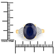 Bids.com 4.46 Carat Genuine Blue Sapphire and White Diamond 14K Yellow Gold Ring Rings White Smoke size 6.00,size 7.00,size 8.00