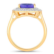 Bids.com 4.84 Carat Genuine Tanzanite and White Diamond 14K Yellow Gold Ring Rings White Smoke size 6.00,size 7.00,size 8.00
