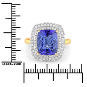 Bids.com 4.84 Carat Genuine Tanzanite and White Diamond 14K Yellow Gold Ring Rings White Smoke size 6.00,size 7.00,size 8.00