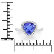 Bids.com 2.60 Carat Genuine Tanzanite and White Diamond 14K White Gold Ring Rings White Smoke size 6.00,size 7.00,size 8.00
