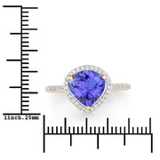Bids.com 2.49 Carat Genuine Tanzanite and White Diamond 14K Yellow Gold Ring Rings White Smoke size 6.00,size 7.00,size 8.00
