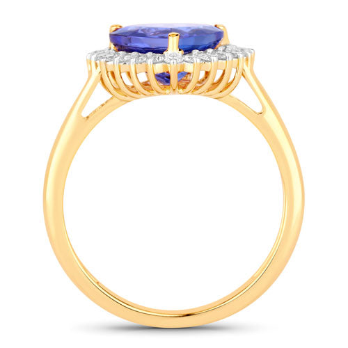 Bids.com 2.68 Carat Genuine Tanzanite and White Diamond 14K Yellow Gold Ring Rings White Smoke size 6.00,size 7.00,size 8.00