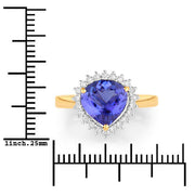 Bids.com 2.68 Carat Genuine Tanzanite and White Diamond 14K Yellow Gold Ring Rings White Smoke size 6.00,size 7.00,size 8.00