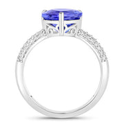 Bids.com 3.18 Carat Genuine Tanzanite and White Diamond 14K White Gold Ring Rings White Smoke size 6.00,size 7.00,size 8.00