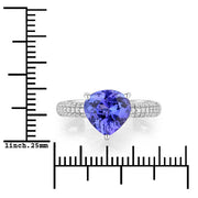 Bids.com 3.18 Carat Genuine Tanzanite and White Diamond 14K White Gold Ring Rings White Smoke size 6.00,size 7.00,size 8.00