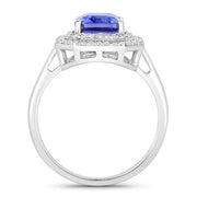 Bids.com 3.32 Carat Genuine Tanzanite and White Diamond 14K White Gold Ring Rings White Smoke size 6.00,size 7.00,size 8.00