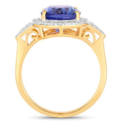 Bids.com 4.13 Carat Genuine Tanzanite and White Diamond 14K Yellow Gold Ring Rings White Smoke size 6.00,size 7.00,size 8.00