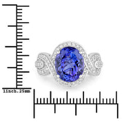 Bids.com 4.54 Carat Genuine Tanzanite and White Diamond 14K White Gold Ring Rings White Smoke size 6.00,size 7.00,size 8.00