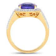 Bids.com 4.02 Carat Genuine Tanzanite and White Diamond 14K Yellow Gold Ring Rings White Smoke size 6.00,size 7.00,size 8.00