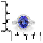 Bids.com 4.02 Carat Genuine Tanzanite and White Diamond 14K Yellow Gold Ring Rings White Smoke size 6.00,size 7.00,size 8.00