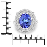 Bids.com 5.17 Carat Genuine Tanzanite and White Diamond 14K White Gold Ring Rings White Smoke size 6.00,size 7.00,size 8.00
