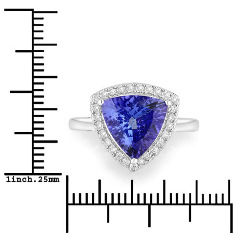 Bids.com 3.23 Carat Genuine Tanzanite and White Diamond 14K White Gold Ring Rings White Smoke size 6.00,size 7.00,size 8.00