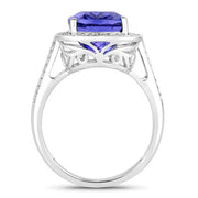 Bids.com 5.59 Carat Genuine Tanzanite and White Diamond 14K White Gold Ring Rings White Smoke size 6.00,size 7.00,size 8.00