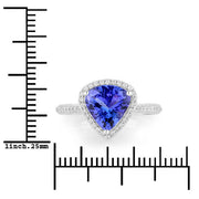 Bids.com 2.57 Carat Genuine Tanzanite and White Diamond 14K White Gold Ring Rings White Smoke size 6.00,size 7.00,size 8.00