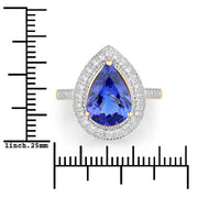 Bids.com 3.37 Carat Genuine Tanzanite and White Diamond 14K Yellow Gold Ring Rings White Smoke size 6.00,size 7.00,size 8.00