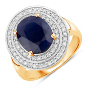 Bids.com 4.82 Carat Genuine Blue Sapphire and White Diamond 14K Yellow Gold Ring Rings White Smoke size 6.00,size 7.00,size 8.00