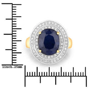 Bids.com 4.82 Carat Genuine Blue Sapphire and White Diamond 14K Yellow Gold Ring Rings White Smoke size 6.00,size 7.00,size 8.00