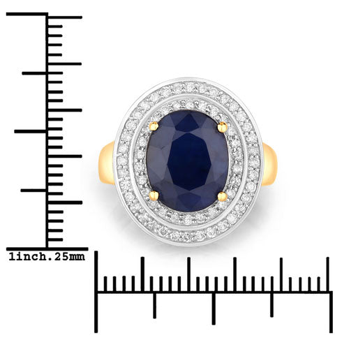 Bids.com 4.82 Carat Genuine Blue Sapphire and White Diamond 14K Yellow Gold Ring Rings White Smoke size 6.00,size 7.00,size 8.00