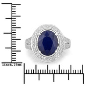 Bids.com 4.74 Carat Genuine Blue Sapphire and White Diamond 14K White Gold Ring Rings White Smoke size 6.00,size 7.00,size 8.00