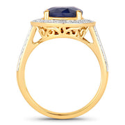 Bids.com 4.74 Carat Genuine Blue Sapphire and White Diamond 14K Yellow Gold Ring Rings White Smoke size 6.00,size 7.00,size 8.00