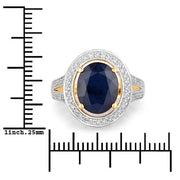 Bids.com 4.74 Carat Genuine Blue Sapphire and White Diamond 14K Yellow Gold Ring Rings White Smoke size 6.00,size 7.00,size 8.00