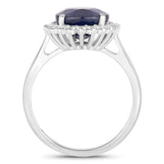 Bids.com 4.63 Carat Genuine Blue Sapphire and White Diamond 14K White Gold Ring Rings White Smoke size 6.00,size 7.00,size 8.00