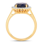 Bids.com 4.63 Carat Genuine Blue Sapphire and White Diamond 14K Yellow Gold Ring Rings White Smoke size 6.00,size 7.00,size 8.00
