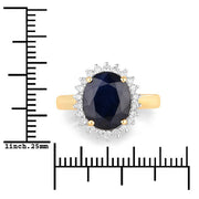 Bids.com 4.63 Carat Genuine Blue Sapphire and White Diamond 14K Yellow Gold Ring Rings White Smoke size 6.00,size 7.00,size 8.00
