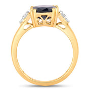 Bids.com 4.50 Carat Genuine Blue Sapphire and White Diamond 14K Yellow Gold Ring Rings White Smoke size 6.00,size 7.00,size 8.00
