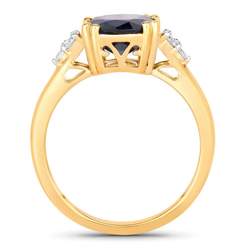 Bids.com 4.50 Carat Genuine Blue Sapphire and White Diamond 14K Yellow Gold Ring Rings White Smoke size 6.00,size 7.00,size 8.00