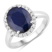 Bids.com 4.63 Carat Genuine Blue Sapphire and White Diamond 14K White Gold Ring Rings White Smoke size 6.00,size 7.00,size 8.00