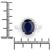 Bids.com 4.63 Carat Genuine Blue Sapphire and White Diamond 14K White Gold Ring Rings White Smoke size 6.00,size 7.00,size 8.00