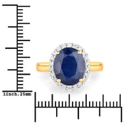 Bids.com 4.63 Carat Genuine Blue Sapphire and White Diamond 14K Yellow Gold Ring Rings White Smoke size 6.00,size 7.00,size 8.00