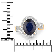 Bids.com 4.69 Carat Genuine Blue Sapphire and White Diamond 14K Yellow Gold Ring Rings White Smoke size 6.00,size 7.00,size 8.00