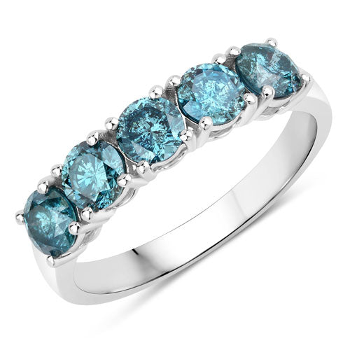 Bids.com 1.22 Carat Genuine Blue Diamond 14K White Gold Ring Rings White Smoke size 6.00,size 7.00,size 8.00