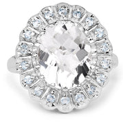Bids.com 5.90 Carat Genuine Crystal Quartz and Swiss Blue Topaz .925 Sterling Silver Ring Rings White Smoke size 8.00,size 9.00,size 10.00,size 11.00,size 5.00,size 6.00,size 7.00