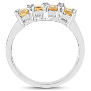 Bids.com 2.67 Carat Genuine Yellow Sapphire and White Diamond .925 Sterling Silver Ring Rings White Smoke size 7.00,size 8.00,size 6.00,size 9.00
