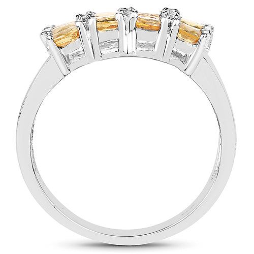 Bids.com 2.67 Carat Genuine Yellow Sapphire and White Diamond .925 Sterling Silver Ring Rings White Smoke size 7.00,size 8.00,size 6.00,size 9.00
