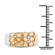 Bids.com 2.67 Carat Genuine Yellow Sapphire and White Diamond .925 Sterling Silver Ring Rings White Smoke size 7.00,size 8.00,size 6.00,size 9.00